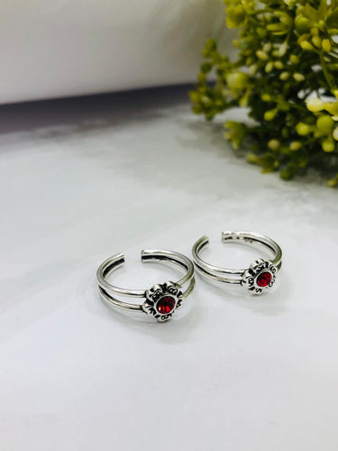 925 Silver Red Toe Ring
